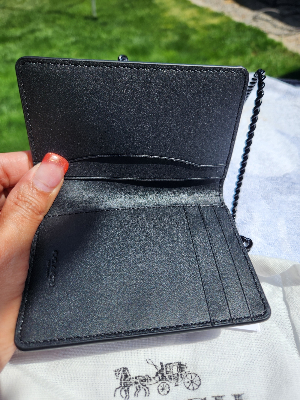 Coach  Leather Cardholder with Red Plaid Accent - Picture 8 of 9